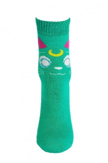 Зеленые носочки с котиком