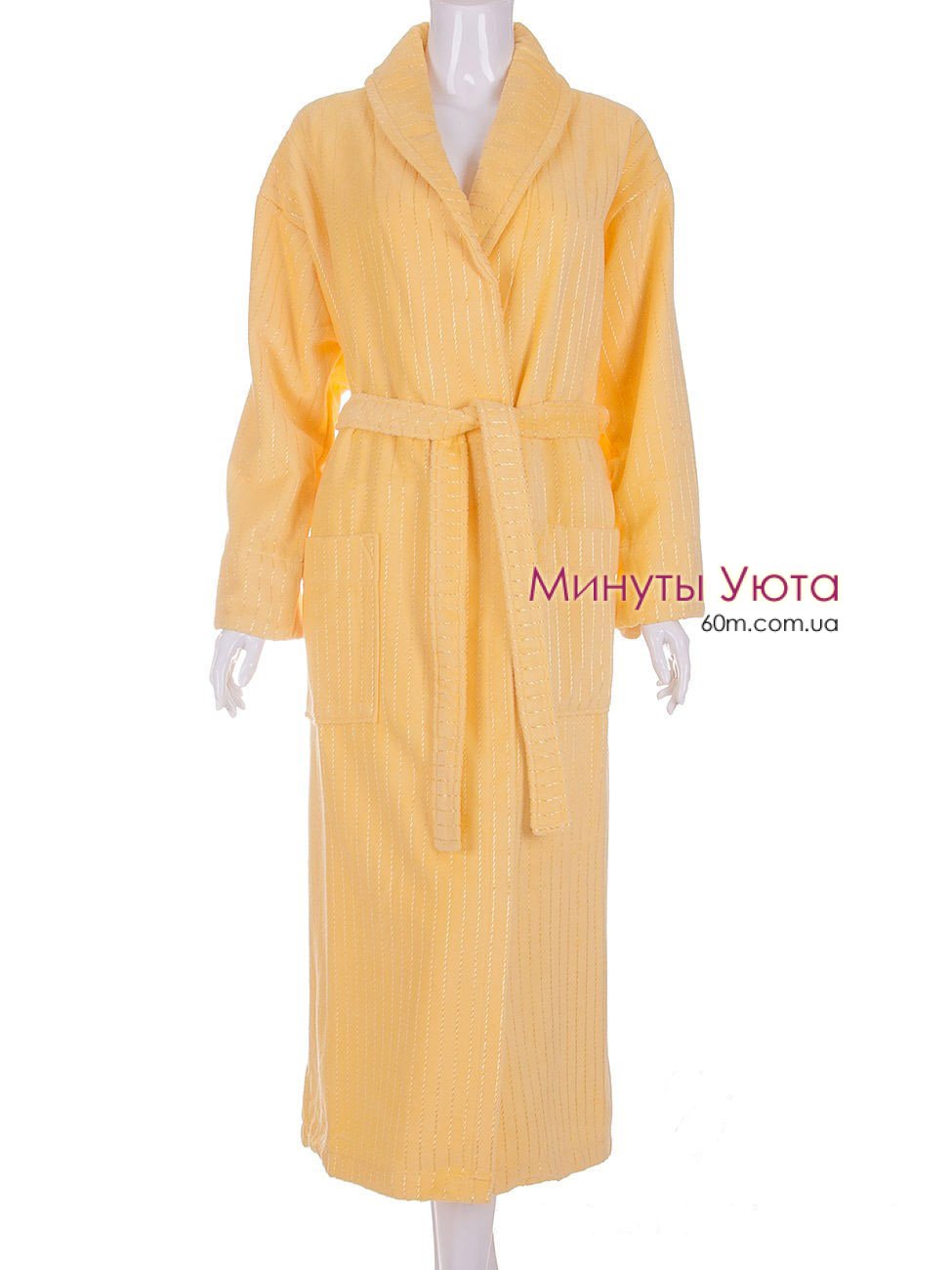 Желтый длинный махровый халат Virginia Secret