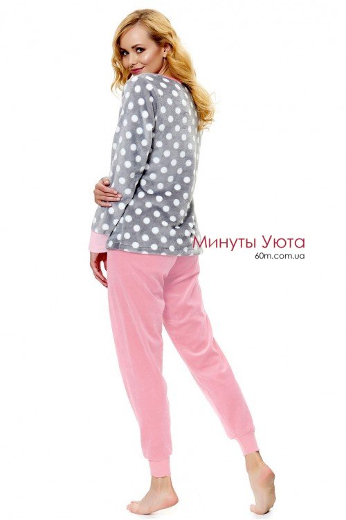 Мягкая пижама в горошки с велюровыми штанами Dobra Nochka