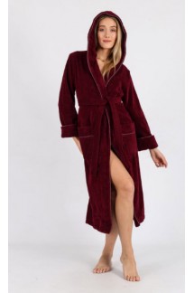 Женский бамбуковый халат на запах с капюшоном