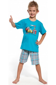 Пижама для мальчика бирюзово-серая с машинами