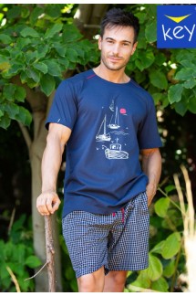 Чоловіча піжама з футболкою та шортами у принт морського мотиву