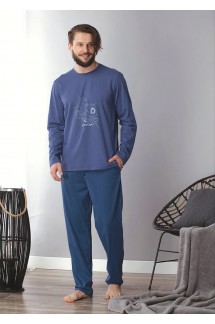 Мужская трикотажная пижама с начосом на манжетах