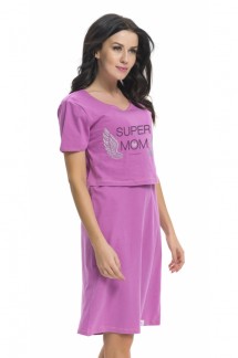 Ночная сорочка для кормящих и будущих мам в розовом цвете из натурального хлопка