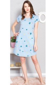 Женская пижама в голубом цвете с закругленым низом