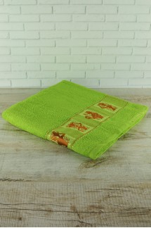 Банное хлопковое полотенце в зеленом цвете