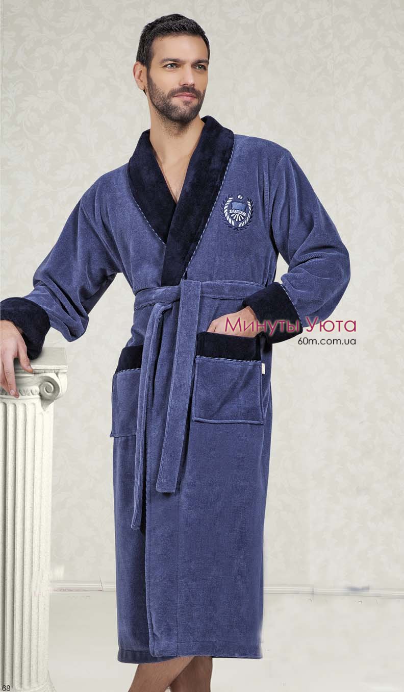 Халат махровый бамбуковый в светло-сером цвете 