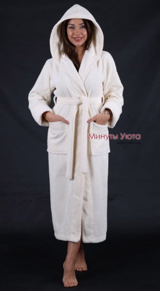 Махровий халат в кремовом цвете 