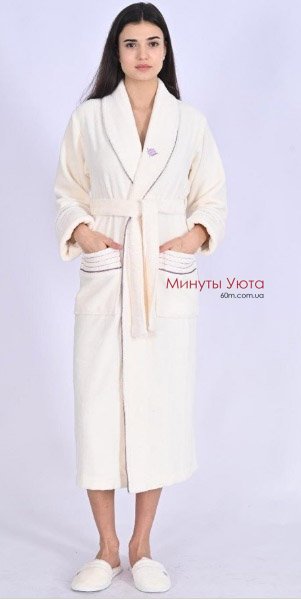 Махровий халат женский в комплекте с тапочками Nusa