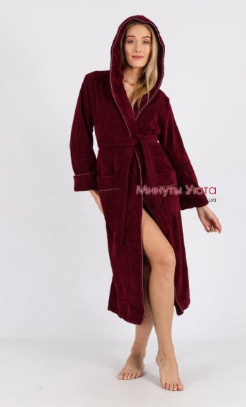 Женский бамбуковый халат на запах с капюшоном 