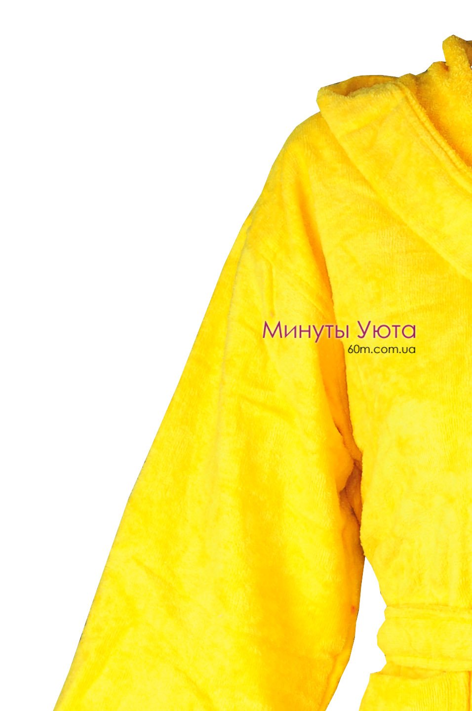 Хлопковый халат  в желтом цвете с вышивкой на карманах 