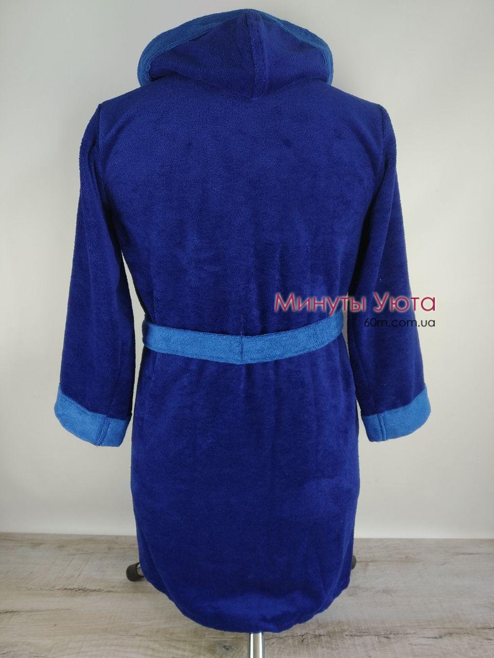 Натуральный махровый халат в якро-синем цвете 