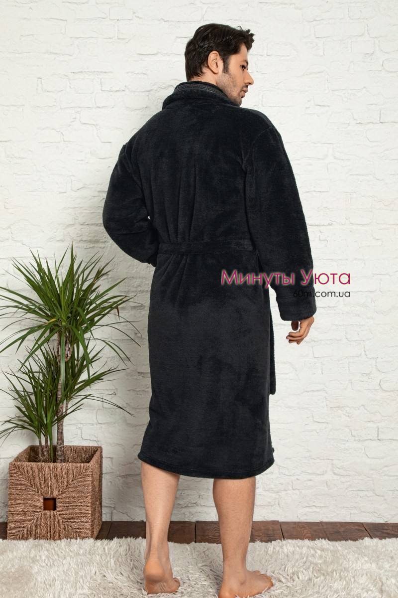 Теплый мужской халат из мягкой махры с воротником шалью в цвете антрацит Cocoon