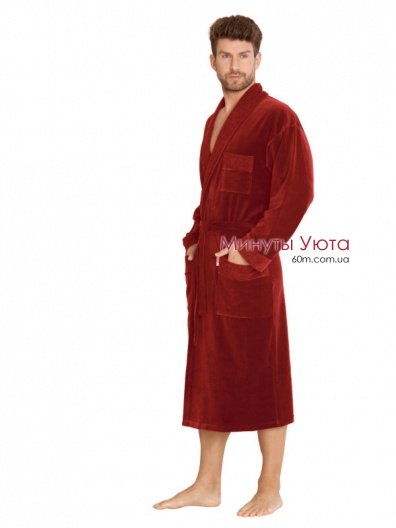 Удлиненный велюровый халат для мужчины 