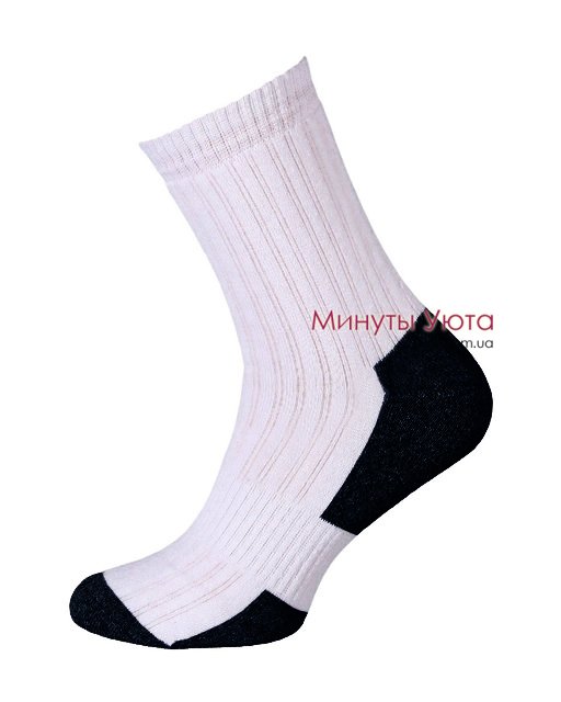 Белые теплые носки с черными вставками 