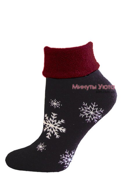 Черные махровые носки со снежинками Смалий
