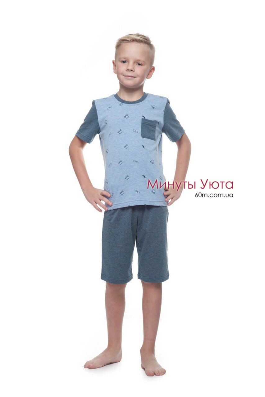 Летняя пижама для мальчика в серо-синем цвете  Ellen
