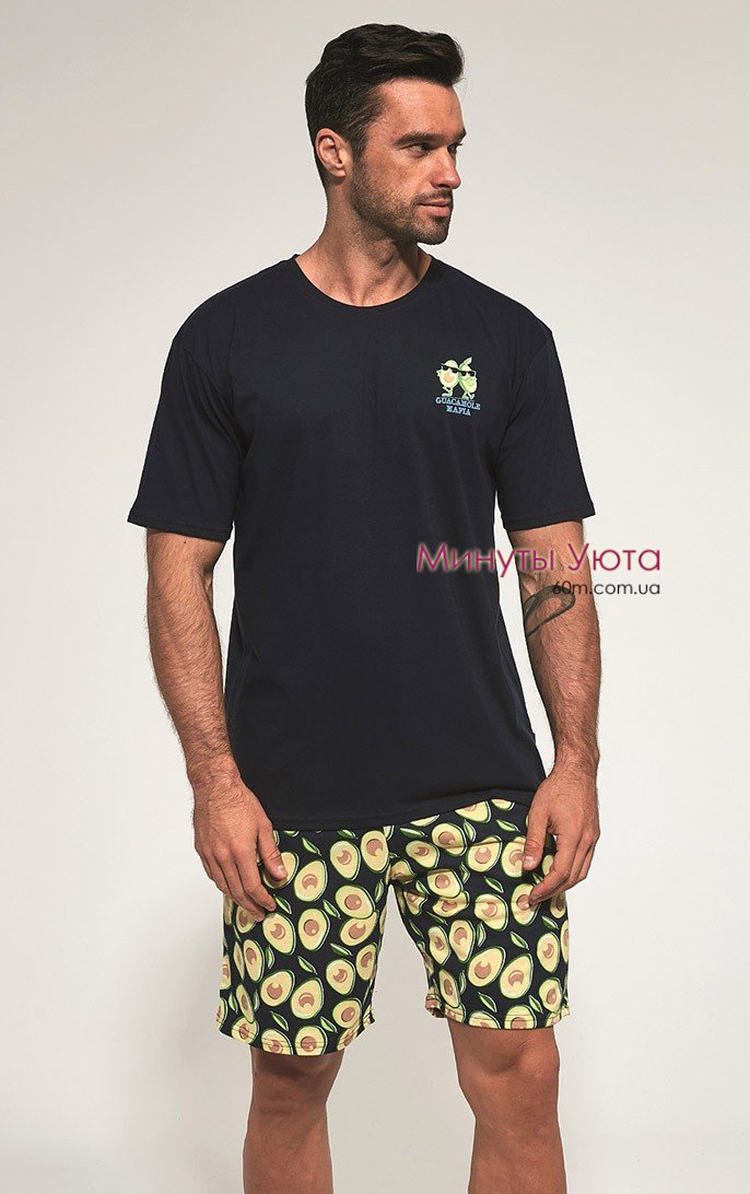 Мужская пижама из хлопка в принт авокадо 
