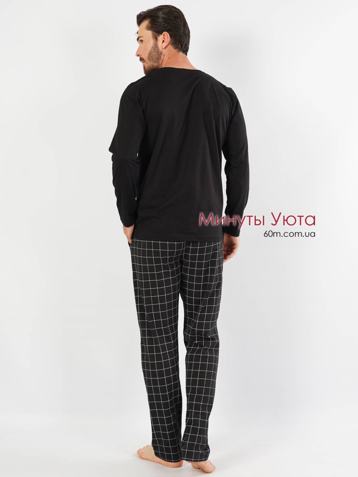 Мужская пижама черного цвета с брюками в клетку  Gazzaz