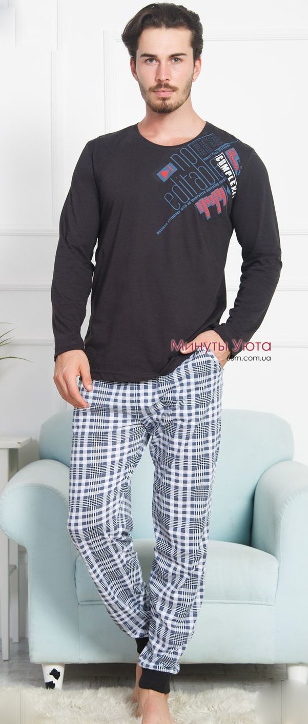 Пижама для мужчины с кофтой в черном цвете 