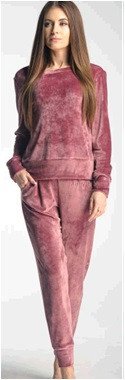 Женский стильный велюровый костюм розового цвета  Wiktoria