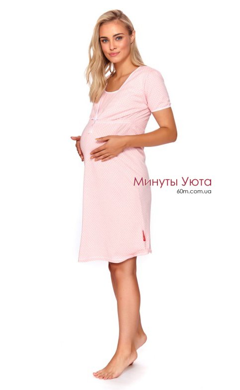 Ночная сорочка для кормящих и беременных мам нежно-розового цвета Dobra Nochka