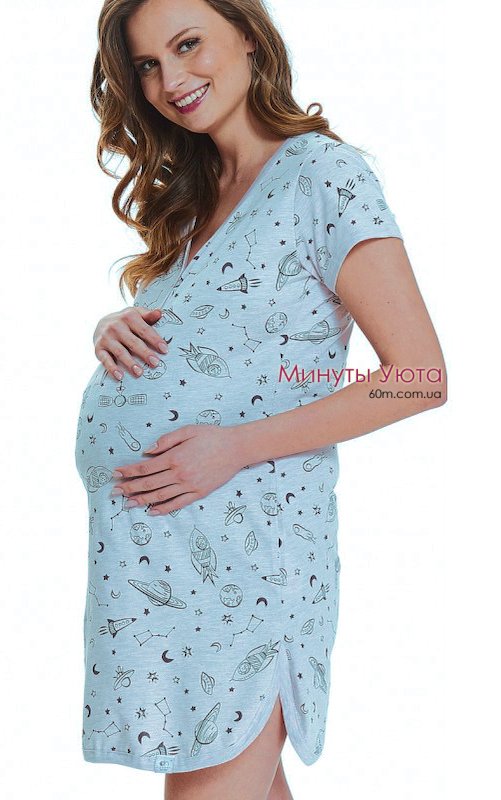Сорочка для беременных с космическими рисунками Dobra Nochka