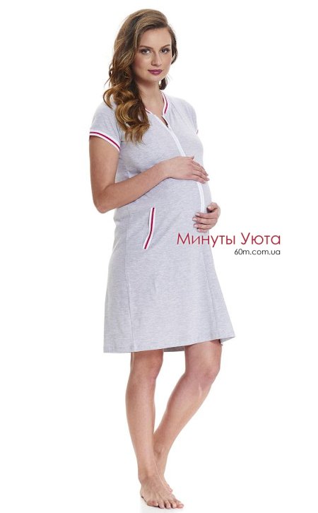 Трикотажная сорочка для беременных и кормящих мам на молнии Dobra Nochka